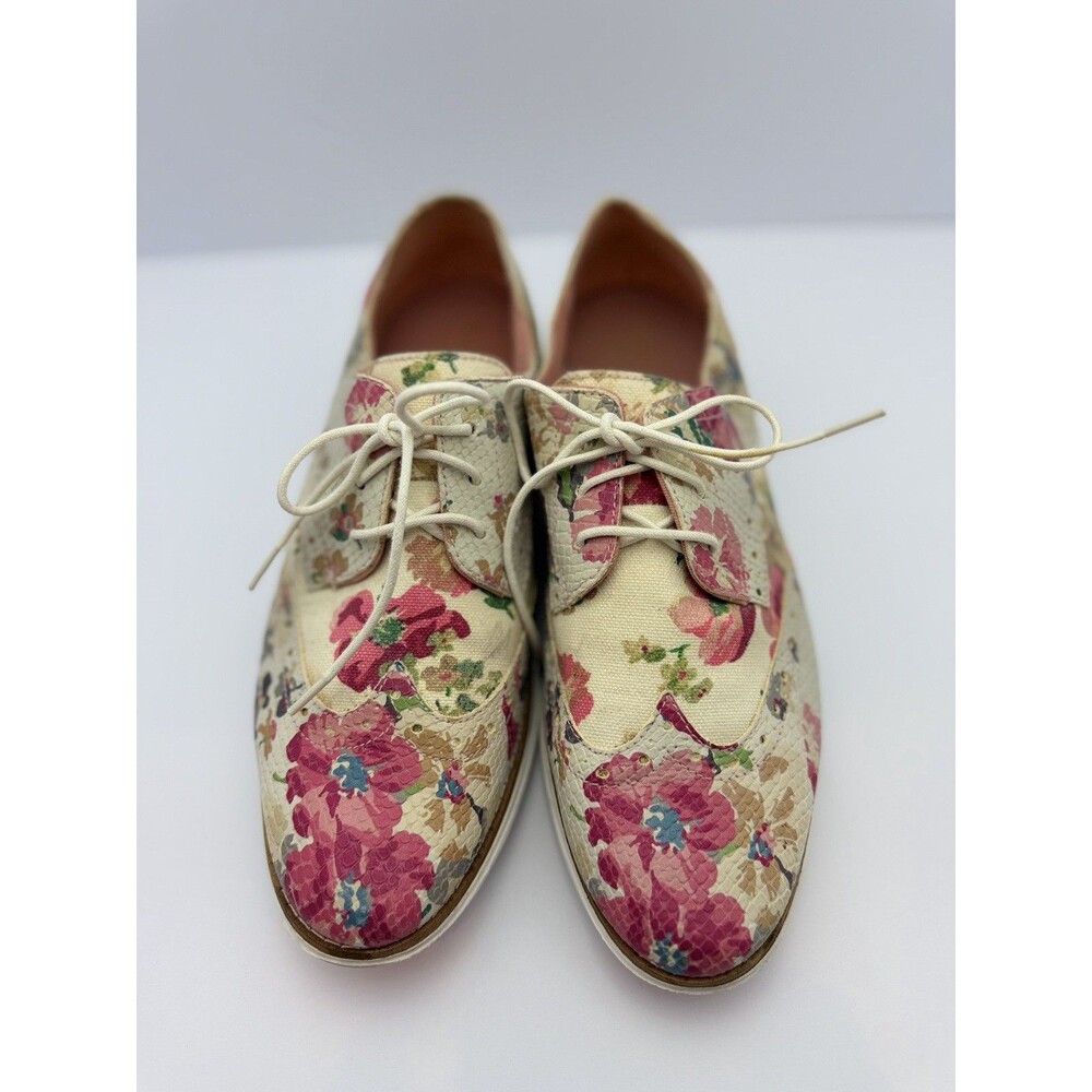 Cole Haan Floral Oxford Shoes Womens 9B Leather Canvas Lace Up Casual
